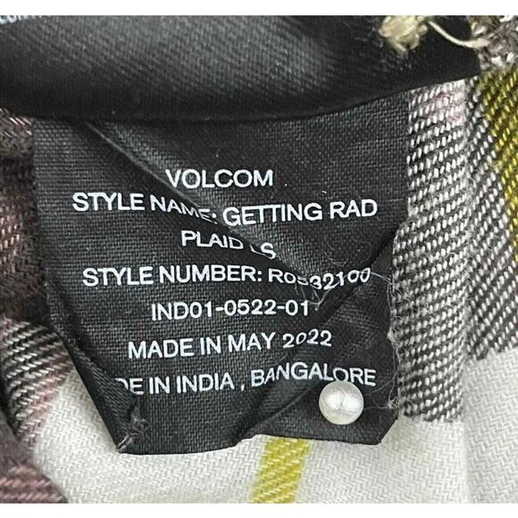 Volcom Flannel Shirt Girls Size 8/10 Espresso Plaid  Getting Rad Button Up NEW - Picture 15 of 16